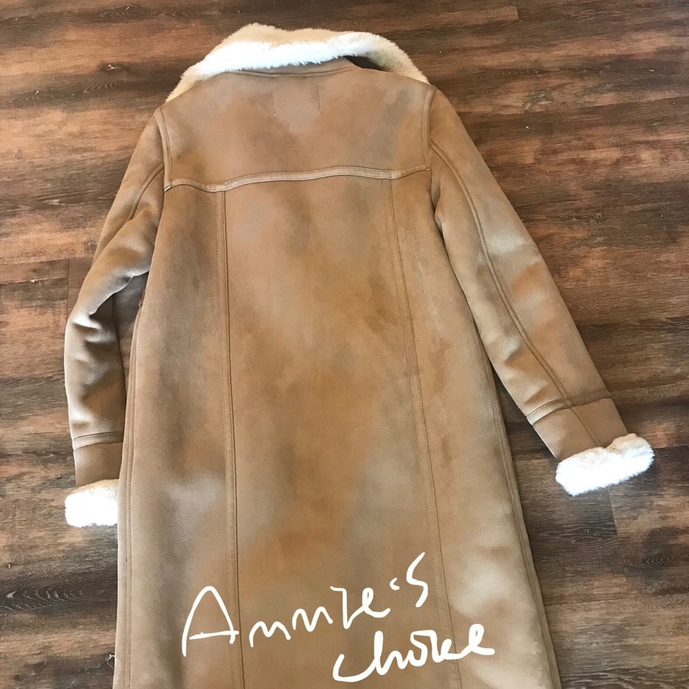 ZARA Fur Suede Long Biker Coat:Camel, US L/EUR L - Picture 12 of 12